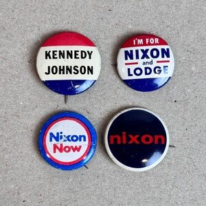Kennedy Nixon Now Vintage Political Pinback Buttons